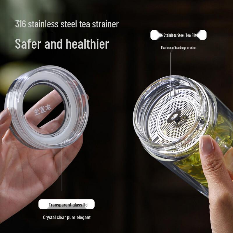 Mingxia Double Wall Glass Teacup with Handle