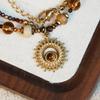 Titanium Steel Natural Stone Sun Pendant Necklace Retro Niche Collarbone Chain Fashion High Sense Versatile Jewelry Women