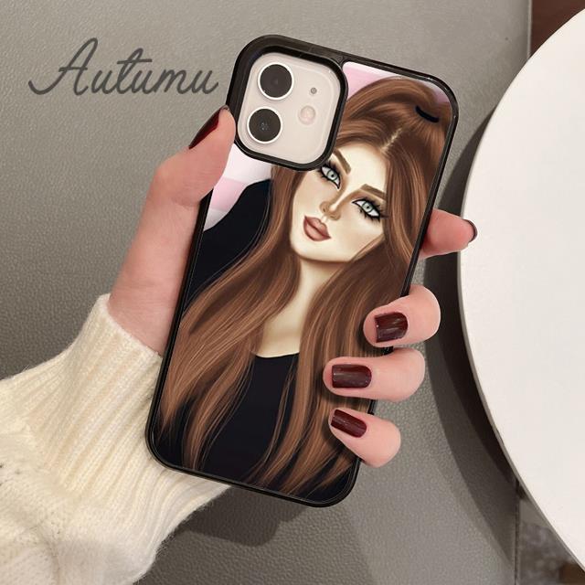 Brunette Blonde Girl Cute Phone Case for iPhone 11 12 13 14 Pro Max mini XR XS SE 2020 6S 7 8 Plus Samsung Galaxy S21 S22 Cover