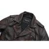 Chinese Size Vintage Motorcycle Jacket Men Genuine Leather Jackets 100% Cowhide Leather Coat Winter Biker Jacket Moto Clothing