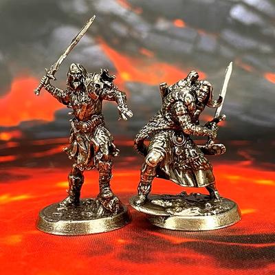 New Fantasy Metal Miniature Demon Warrior Set, Handcrafted Cupronickel Collectible Figurines for Tabletop Gaming & Desktop Decor