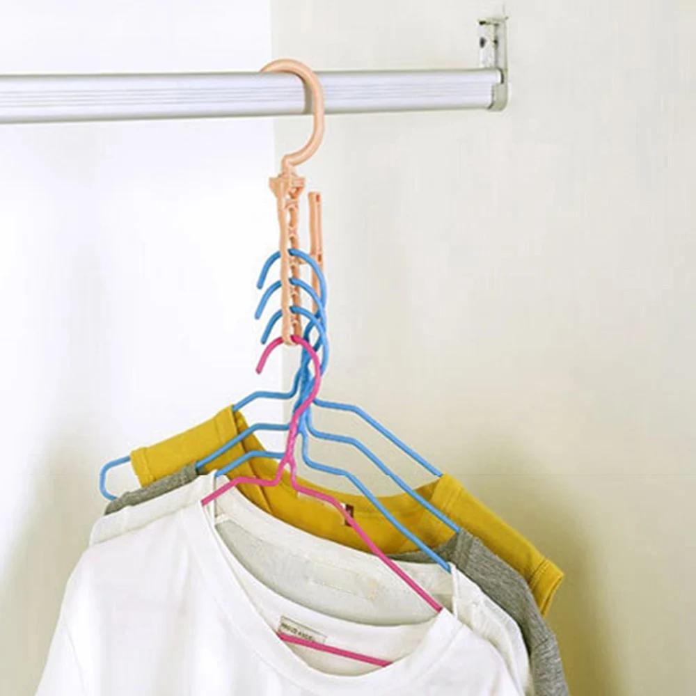 Plastic 5 Circle Multilayer Windproof Clothes Hanger Organizer Fixed Holder Storage Racks Buckle Hanger Anti-Slip Home