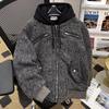 Men's Hooded Woolen Coat: Trendy American Style, Fake Two-Piece, Cool Scoundrel Vibe for Spring, Autumn, and Winter