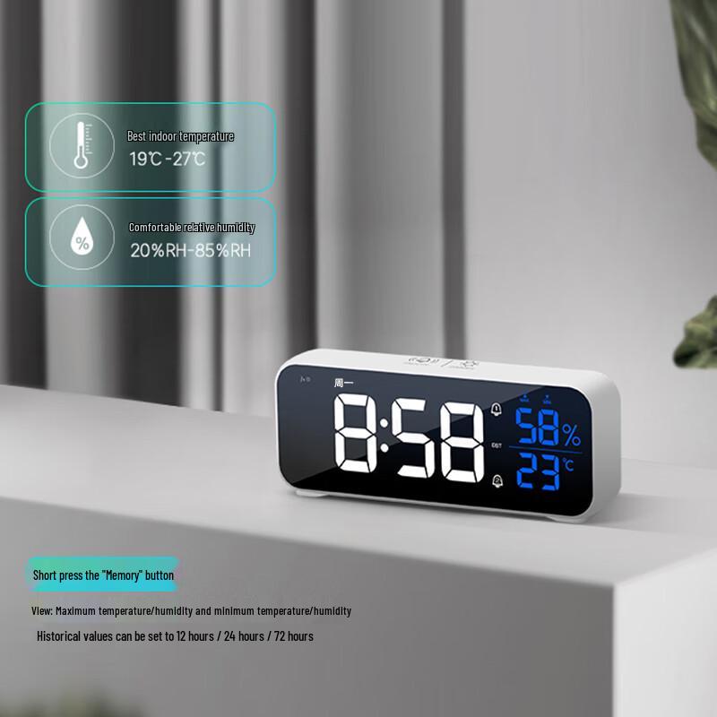 MaShi Smart LED Digital Alarm Clock with Temperature & Humidity