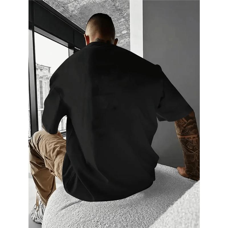 European Sizes Men's Big & Tall Boxing Print T-Shirts - Loose Fit Short Sleeve Casual Shirts with Boxer, Breathable