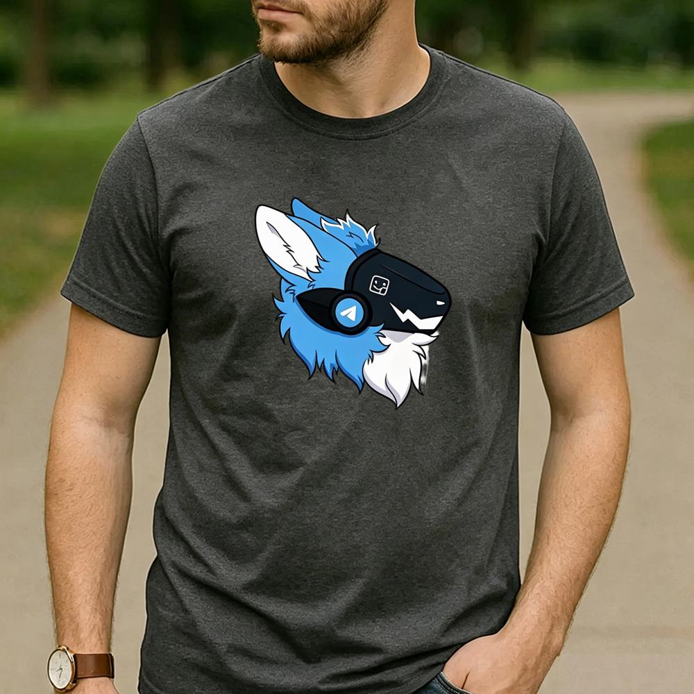 Bright Blue Fluff Protogen Arrow Ear Graphic T Shirt Unisex Crew Neck Short Sleeve Fandom Fan Holiday Gift Top