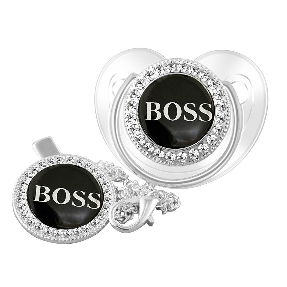 Gold Diamond Pacifier with Chain Clip