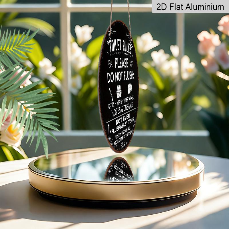2D Flat, 1pc 7.87*7.87 Inch Round French Aluminum Sign, Vintage Decorative Plaque About "Bathroom Rules", "Do Not Flush" Decorative Sign, Suitable