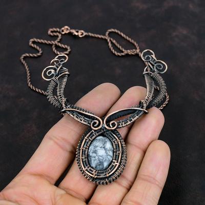Pinolith Jasper Necklace Copper Wire Wrapped Necklace Handmade Jewelry Original Gemstone Necklace Beautiful Copper Jewelry Engagement Gifts
