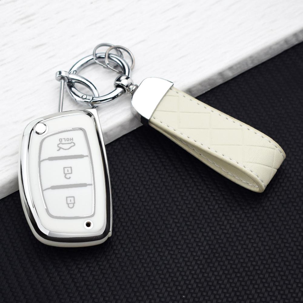 3 Button TPU Car Smart Key Case Cover Fob for Hyundai Elantra Sonata Tucson Creta Santa Fe Ix35 I30 Ix45 I20 I10 Accent Keychain