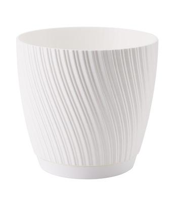 Mika 27 Round Flower Pot with Saucer | White