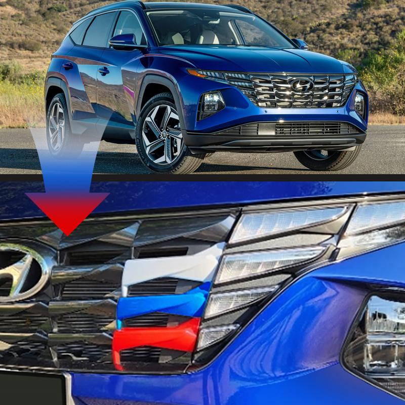 For Hyundai Tucson NX4 2024 Hybrid Car Front Grille Trim Sport Strip Cover 3pcs 3D Sticker Accessories