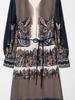 European Autumn/Winter 2025 Women's Temperament Waist-Cinching Printed Patchwork Long Dress