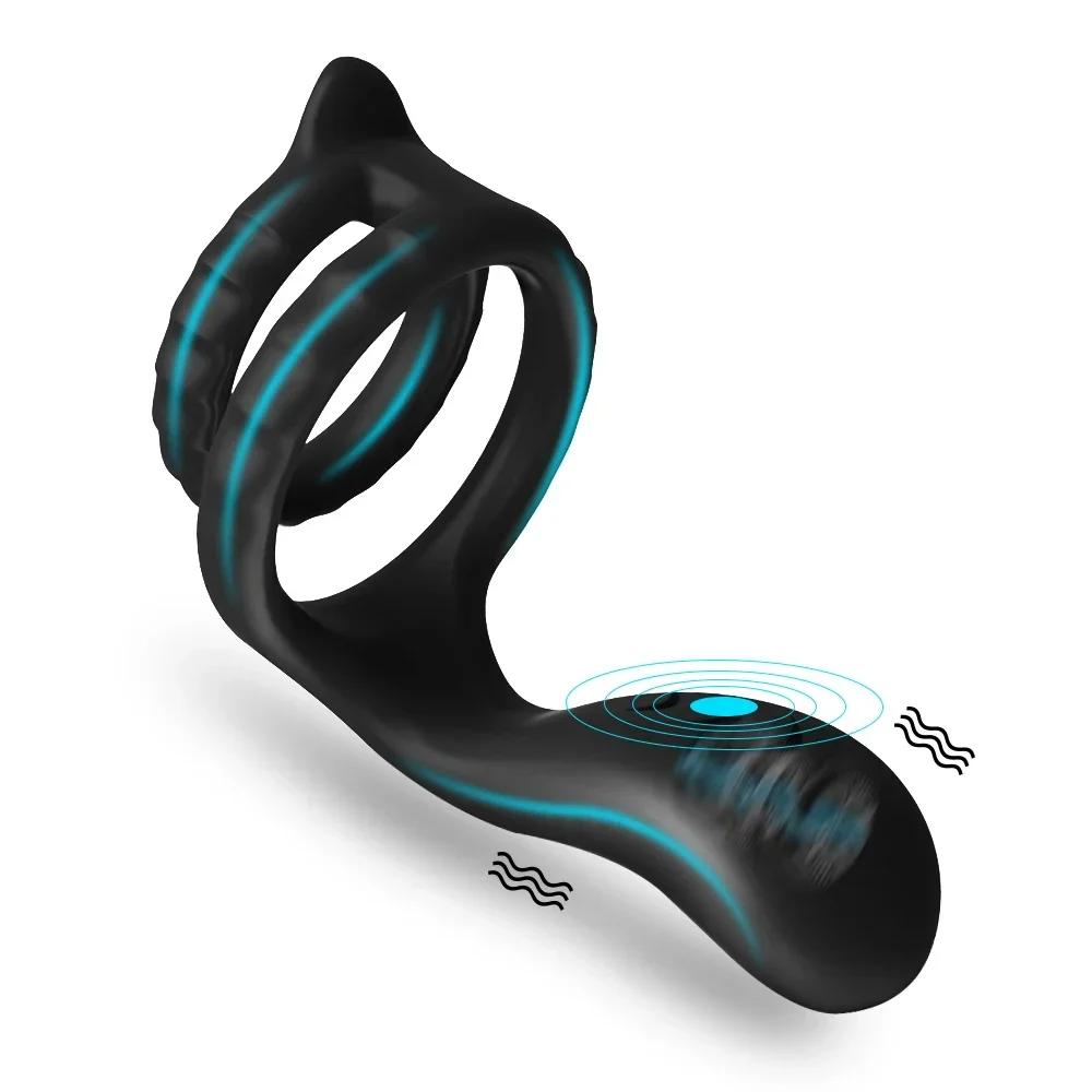 10 Modes Vibrator Cock Ring for Men Delay Ejaculation Penis Ring Sex Toys Lock Penisring Cockring Adult Male Sex Supplies