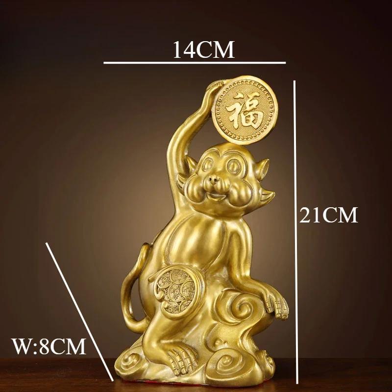 1pc Chinese Style Metal Monkey Ornament Zodiac Monkey Ornament Living Room Home Decor Housewarming Gift Feng Shui Accessories