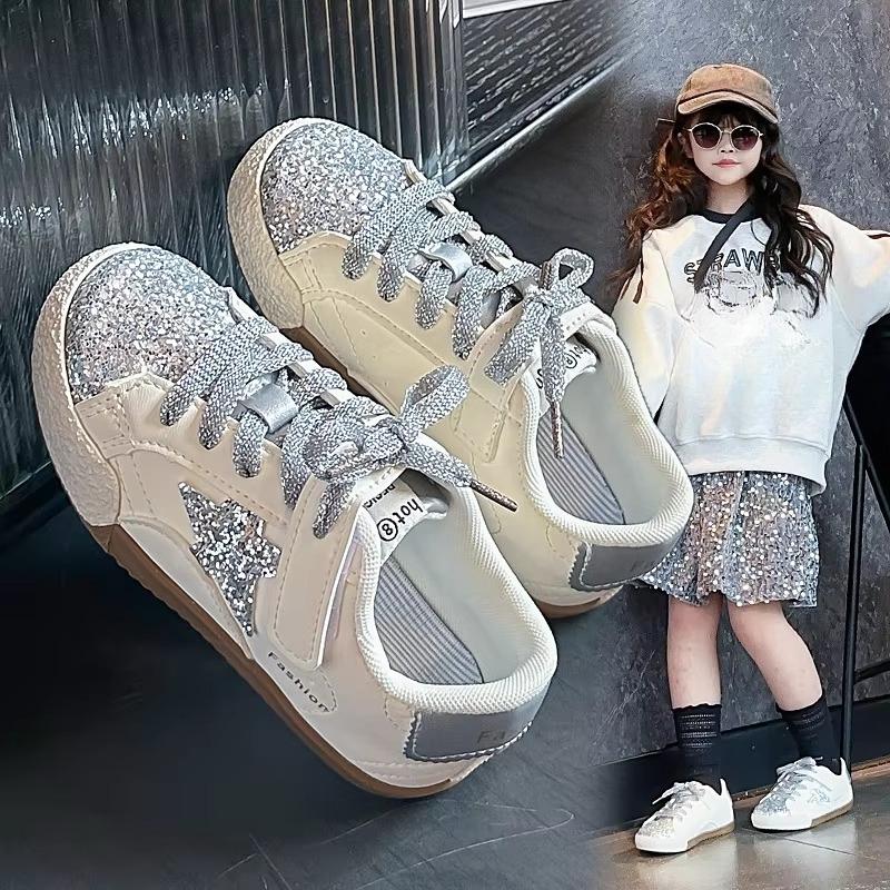 Girls' Shoes Spring Casual Versatile Little Girls Star Sneakers Spring Autumn Children's Sports Kids Shoes