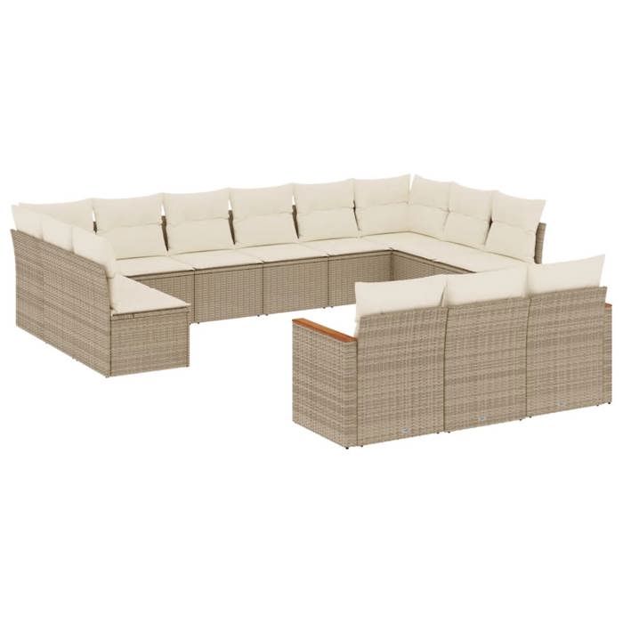VidaXL Garden Lounge Set with Cushions 13 Pcs, Patio Sofas, Patio Furniture Set, Outdoor Furniture, Beige 3226457