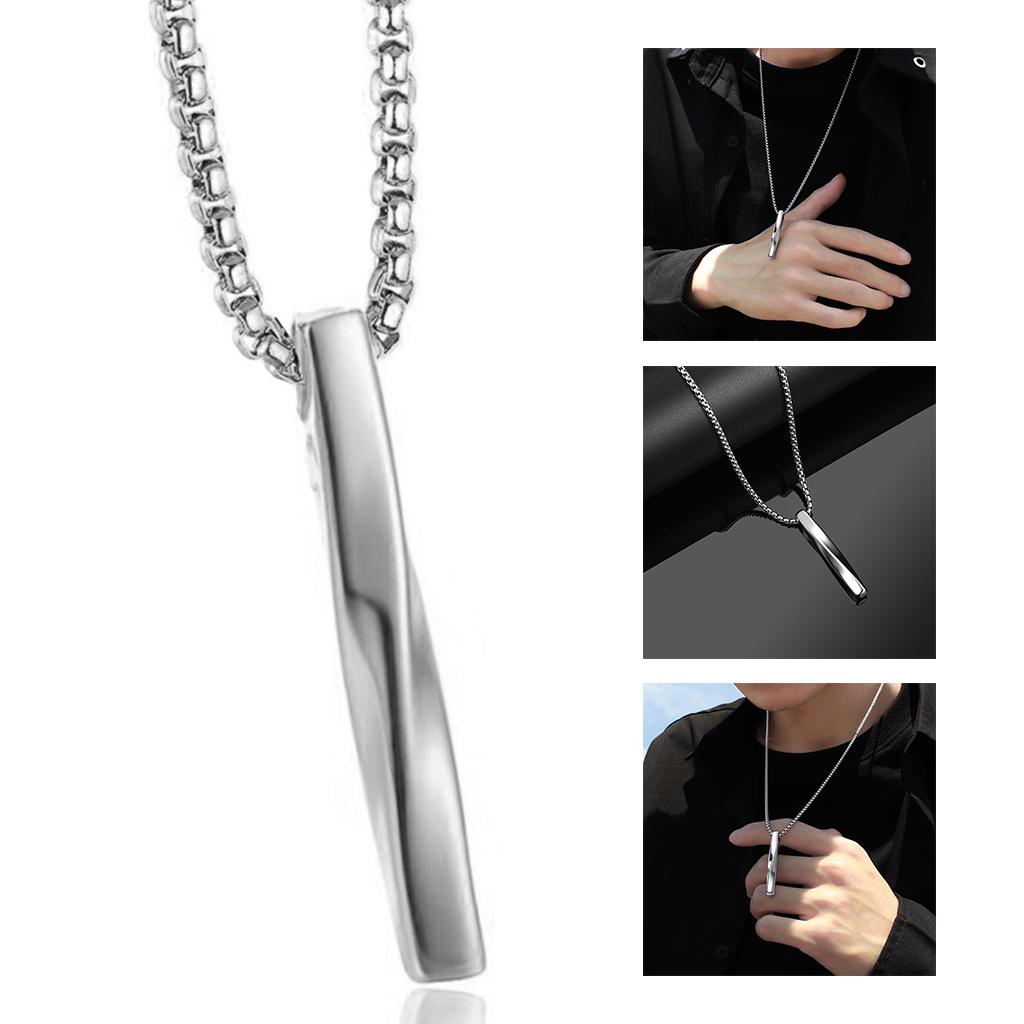 Hip Hop Spiral Vertical Bar Pendant Necklace Minimalist Jewelry Charm for Unisex