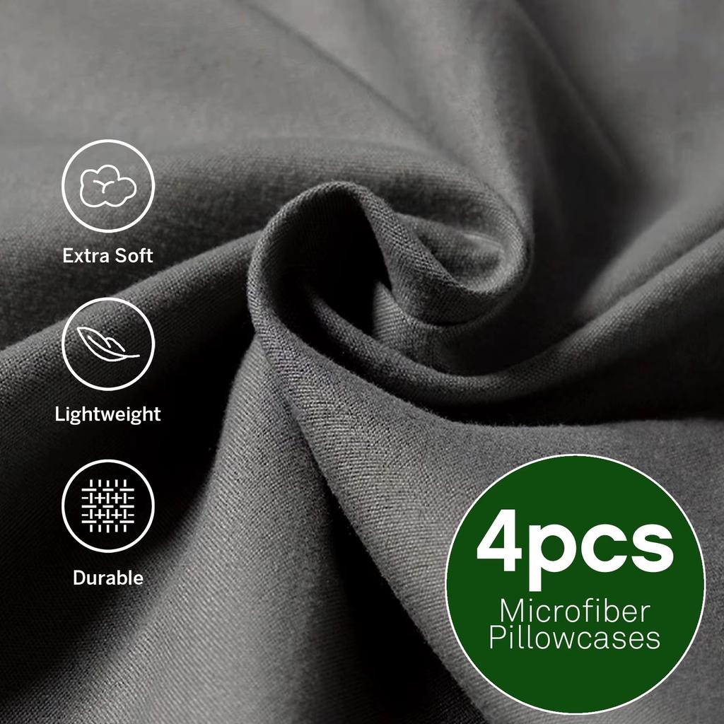 4 PCS Pillowcases Microfiber Pillowcases for Bedroom, Living Room Pillow Protector Cotton Pillowcases Bedroom Pocket