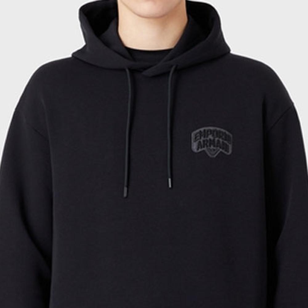 Emporio Armani Ss23 Solid Color Drawstring Hooded Embroidered Drop Shoulder Sweatshirt Men Sweatshirt Navy-Blue 3R1MBG-1JHSZ1-0920