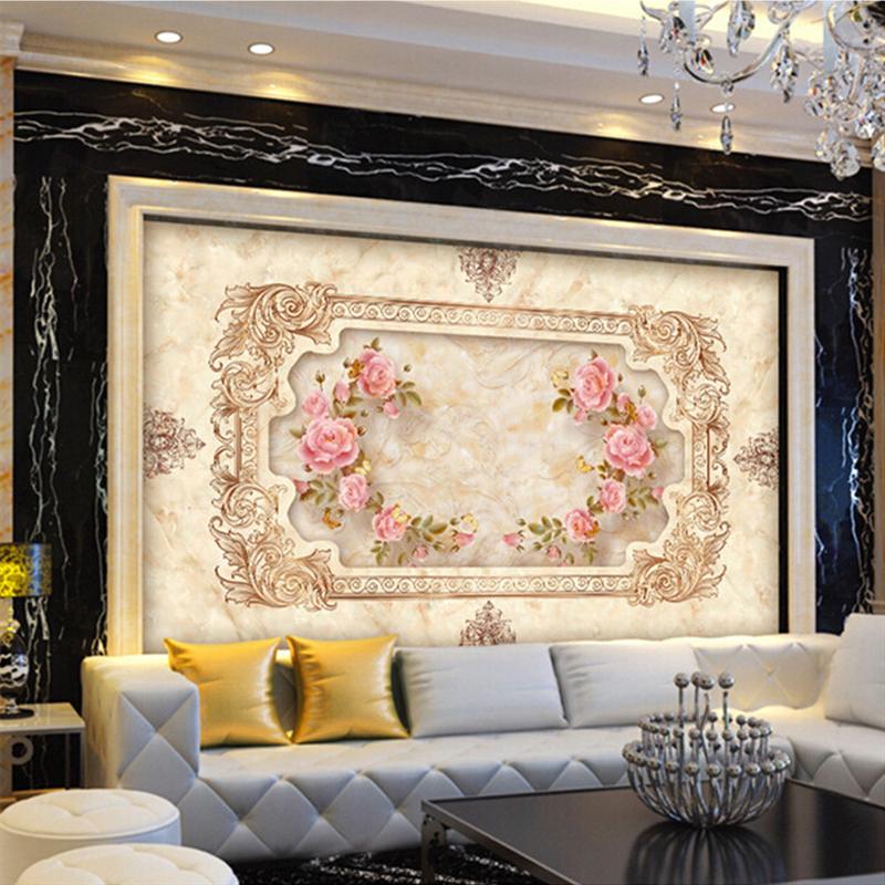 Size Wallpaper European Style 3d Stereo Relief Rose Flower Mural Wall Decoration Living Room Bedroom Wall Paper