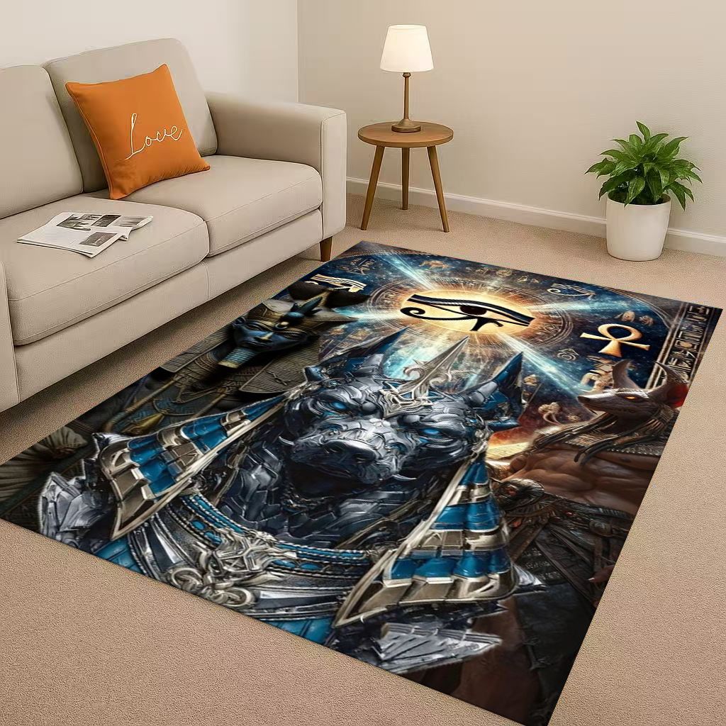 Dead God Anubis Pharaoh Ancient Egypt Cartoon Living Room Non-Slip Area Rug Carpet for Bedroom Playroom Sofa,Home Decor Doormat