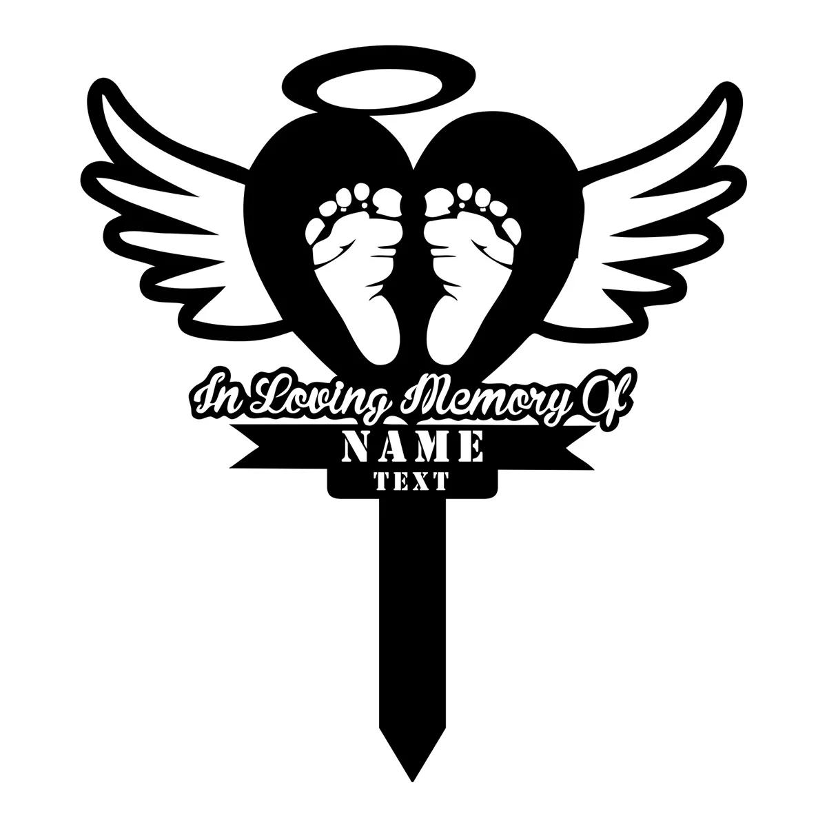 

Metal Garden Stake Memorial Heart with Footprint for Infant Loss чёрный
