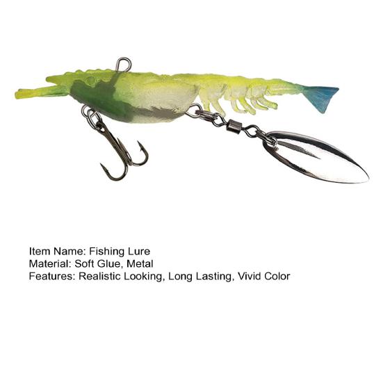 Fishing Lure Shrimp Swimbait Realistic Looking Vivid Color 360-Degree Rotating Sequins Pre-Rigged Fishing Jigs Fishing Bait