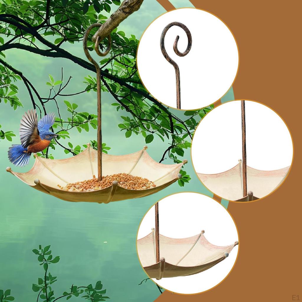 Umbrella Shaped Bird Feeder Decoration, Supplies, Birds Lover Gift, Outdoor Hanging Yard