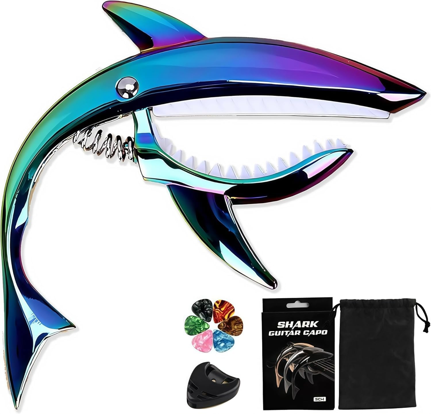 Exclusive Guitar Shark for Acoustic Electric Folk Zinc Alloy [Amazon Brand] Capo, One-Touch, Shape, Guitars, Guitars, Guitars, Ukuleles, High-Quality