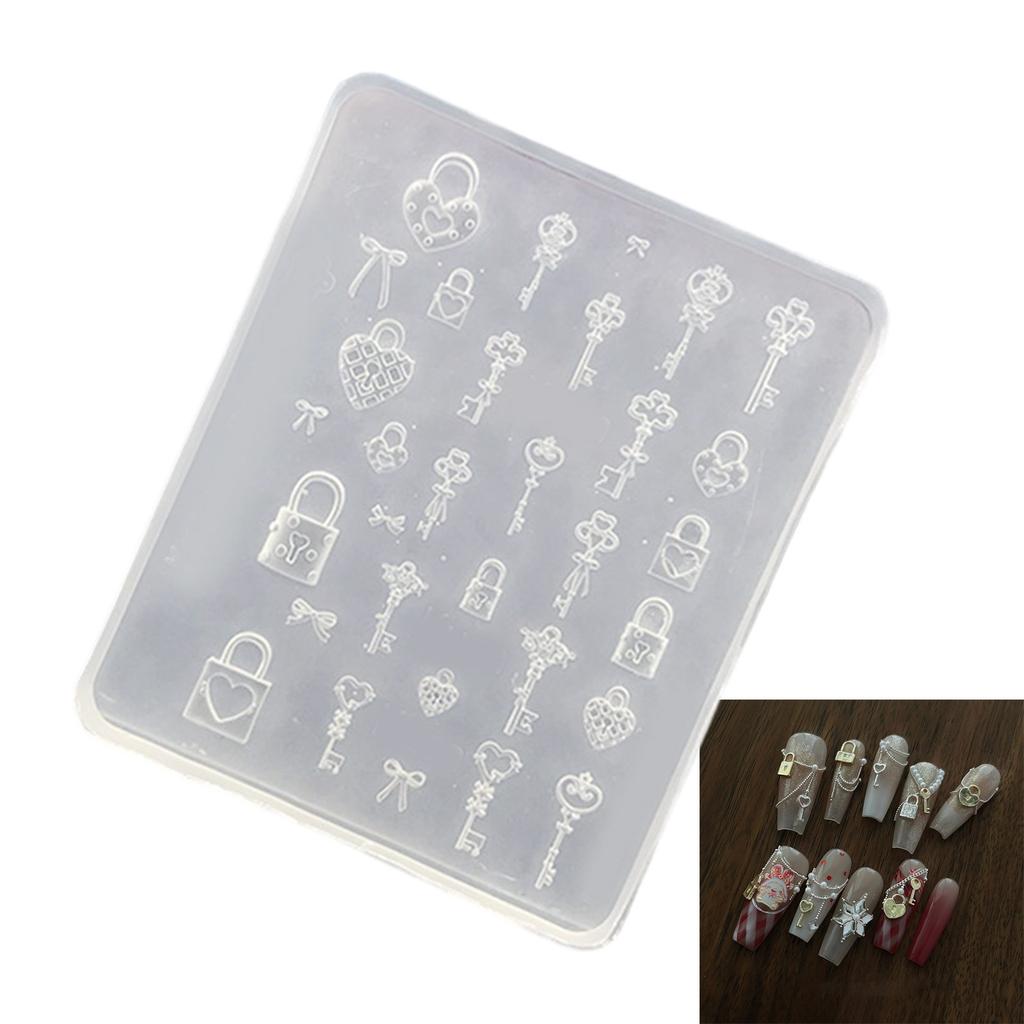 Silicone Nail Embellishment Molds Lock Key Theme Small Accessories Crafting Molds Present for Beauty Enthusiasts