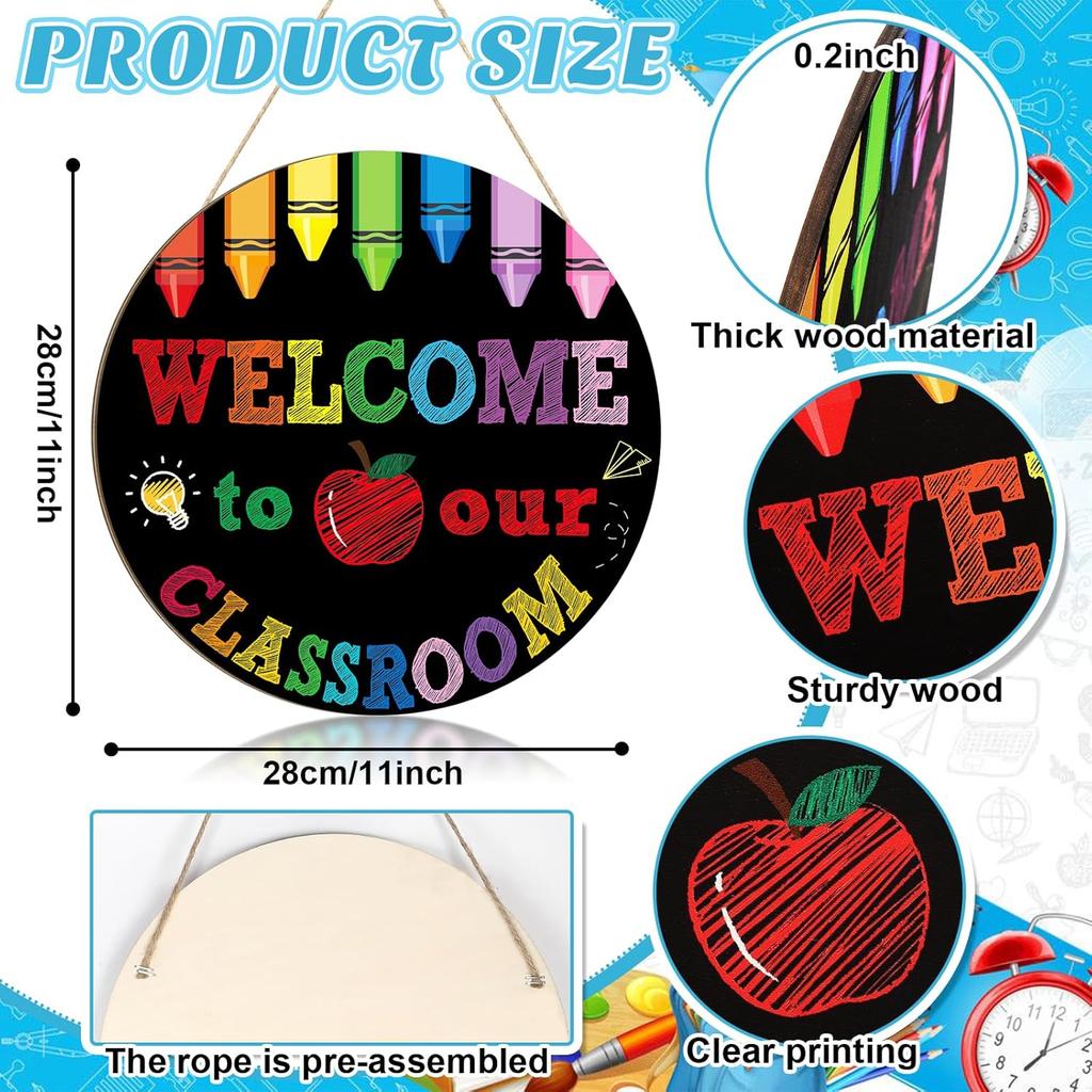Welcome Sign for Classroom Decoration Door Wreath for Front Door Wall Signs Back to School Wreath Welcome to Our Class Signs Hanging for Home Party