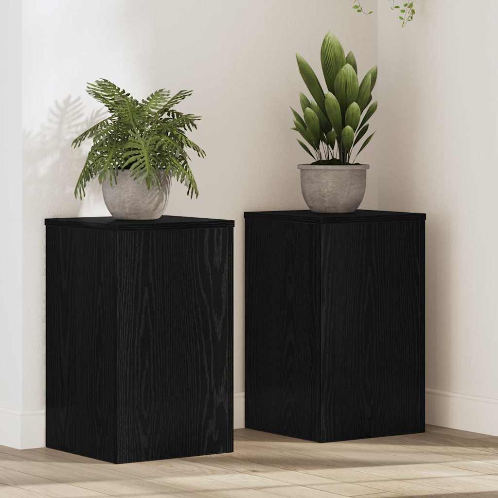 Plant Stand 2 Pcs Black Oak Look 30 X 30 X 50 Cm