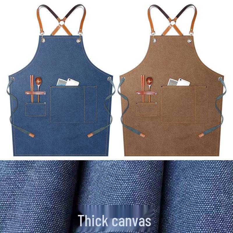 Women's Celebrity-Style Thick Canvas Apron for Hairdressers, Milk Tea Shops, and Baristas