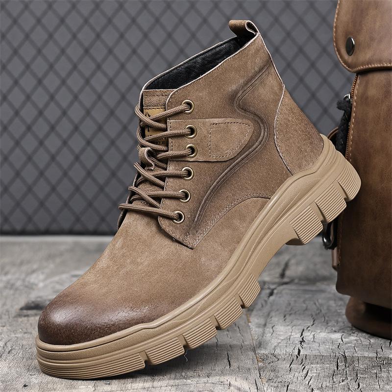 Britse Hoge Casual Sport Retro Werklaarzen voor Mannen Herfst Winter Mode Platform Schoenen Man Nieuwe Designer Leren Laarzen Man