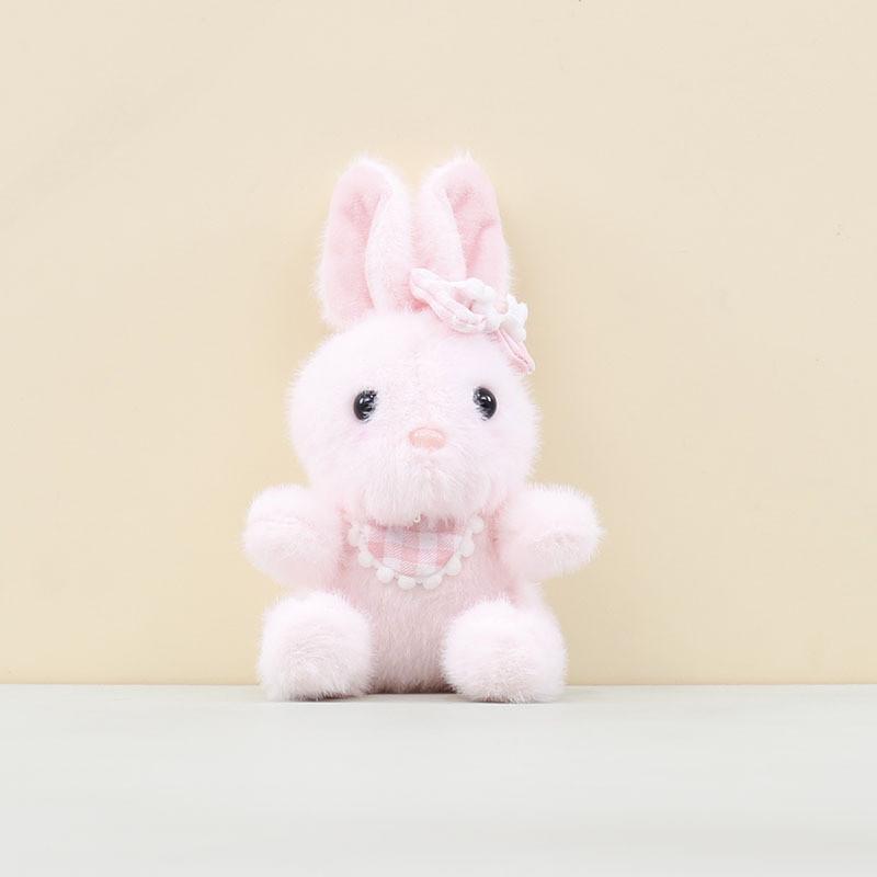 Rabbit Bow Wearing Plush Pendant Cartoon Toy Doll Bag Keychain Pp Cotton Filling