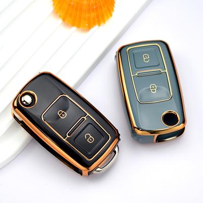 2 Bottoni Molle di TPU Borsette Fob Per VW Volkswagen MK4 Bora Golf 4 5 6 Jetta Passat Polo Bora Touran Skoda Seggiolino Auto Copertura Della Cassa Chiave