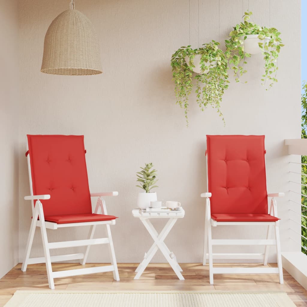 Garden Chair Cushions for High Back Chairs 2 Pcs Red 120 X 50 X 3 Cm Fabric