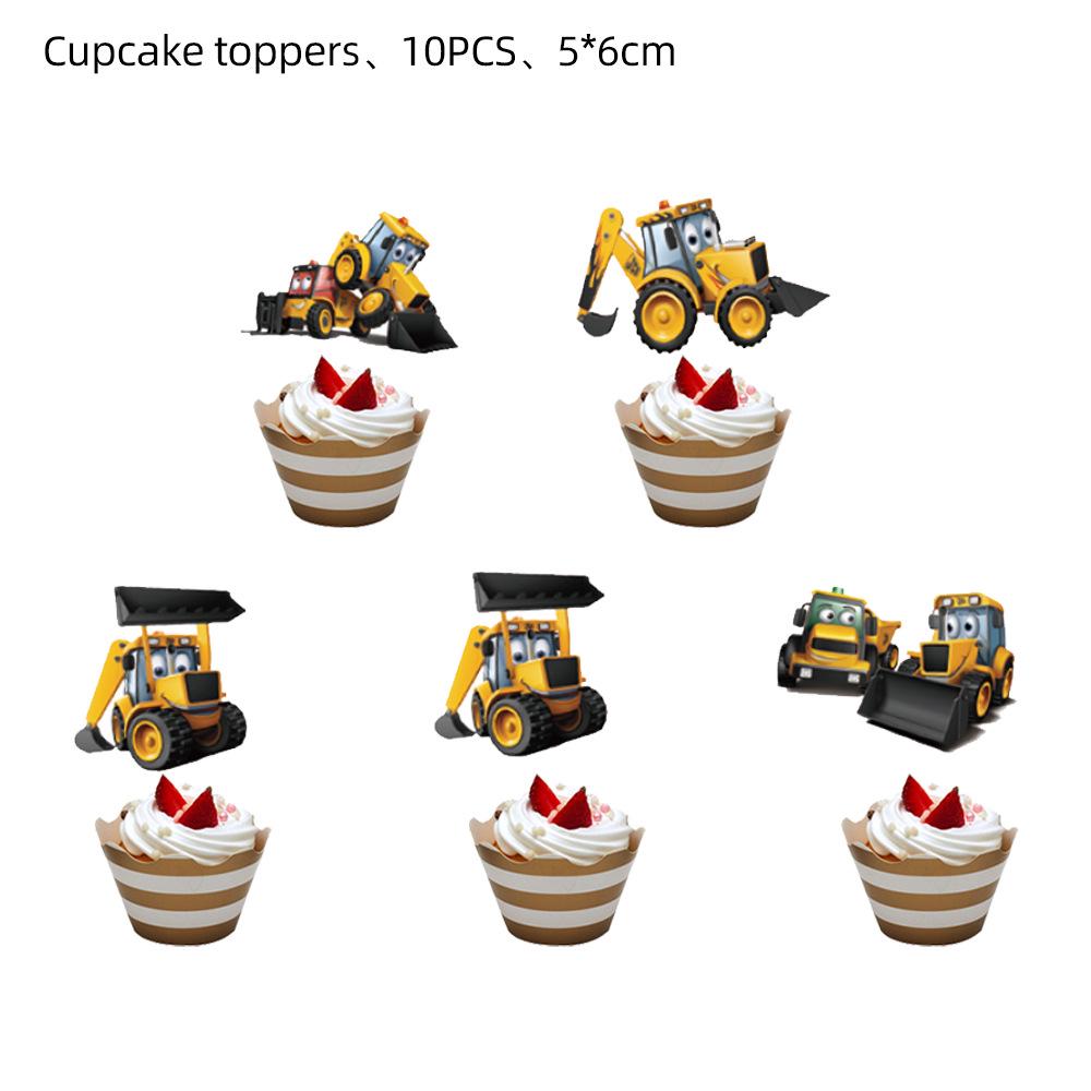 Yellow Excavator Party Set: Plates, Cups, Napkins & Tablecloth for Boys
