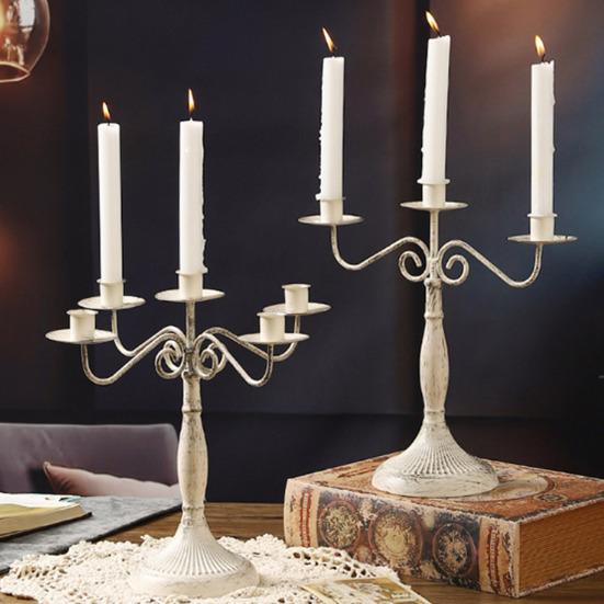 Vintage Iron Art Candle Holder Decoration Detachable 3/5-Arm Candlestick Home Office Living Room Metal Taper Candle Stand Table Centerpiece Ornament