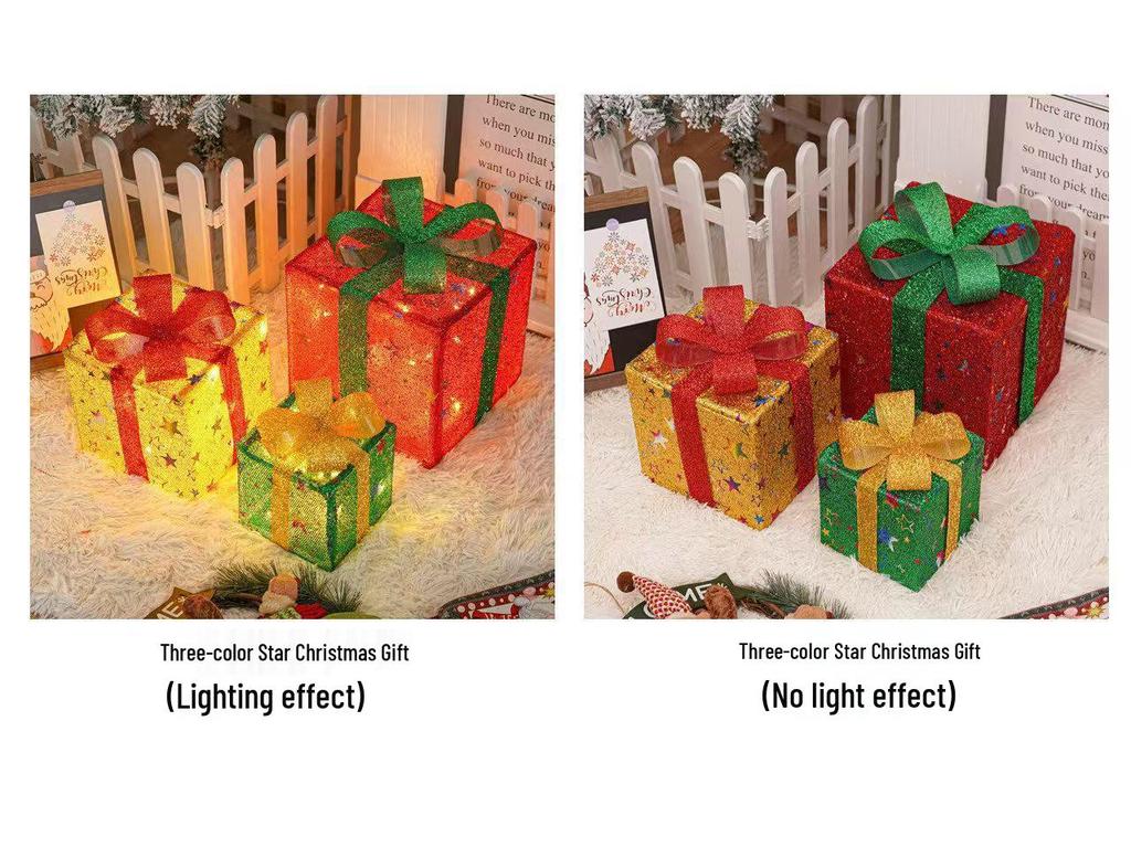 Christmas Gift Box Set: 3-Piece Fairy Light Decorations for Birthday Parties and Ornaments
