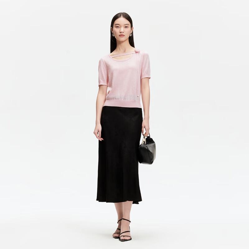 Veromoda Puff Sleeve Knit Top with 3D Rose Detail
