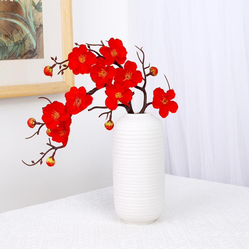 Realistic Wax Plum Artificial Flower Bouquet - Small Branch Decorative Ornament