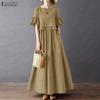 Women Elegant Round Neck Loose Casual Half Sleeve Dress