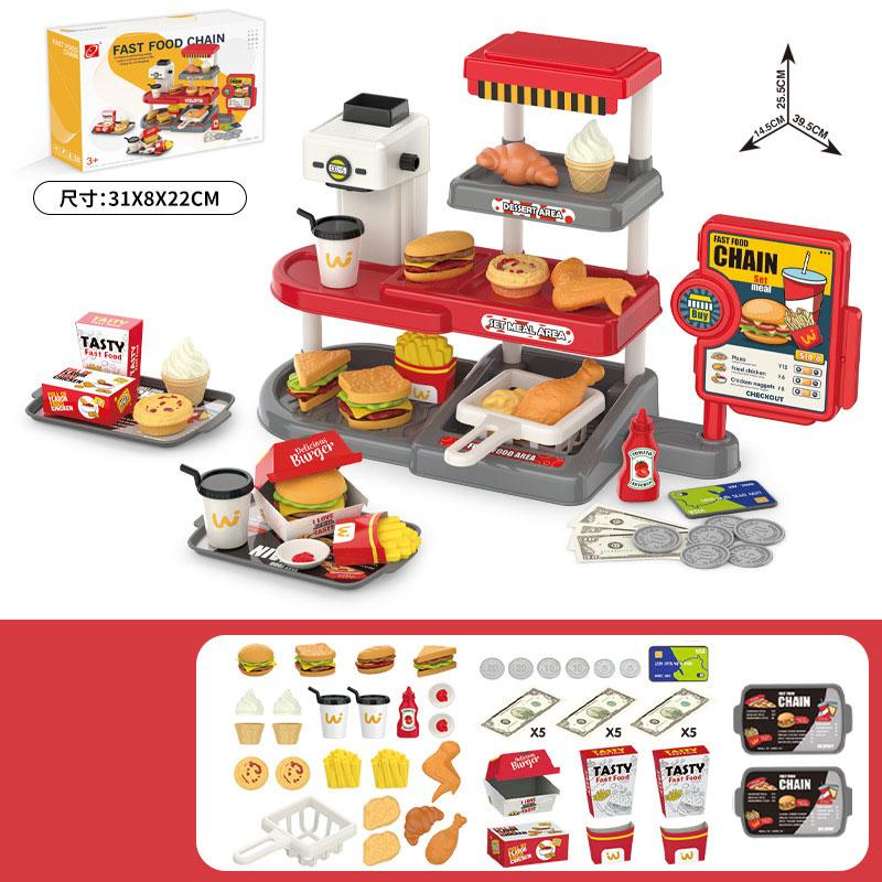 Symulacja Mini Restauracja Fast Food Frytki Hamburger Zestaw Zabawek Dom Zabaw dla Dzieci Sklep Spożywczy Zabawka Edukacyjna Prezent