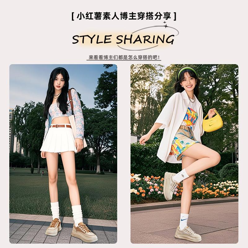 Large Size 41 Small Size 34 Leather Retro Little White Shoes 2025 Autumn New Thick Baseplate Shoes Women's Versatile Sports Women's Shoes