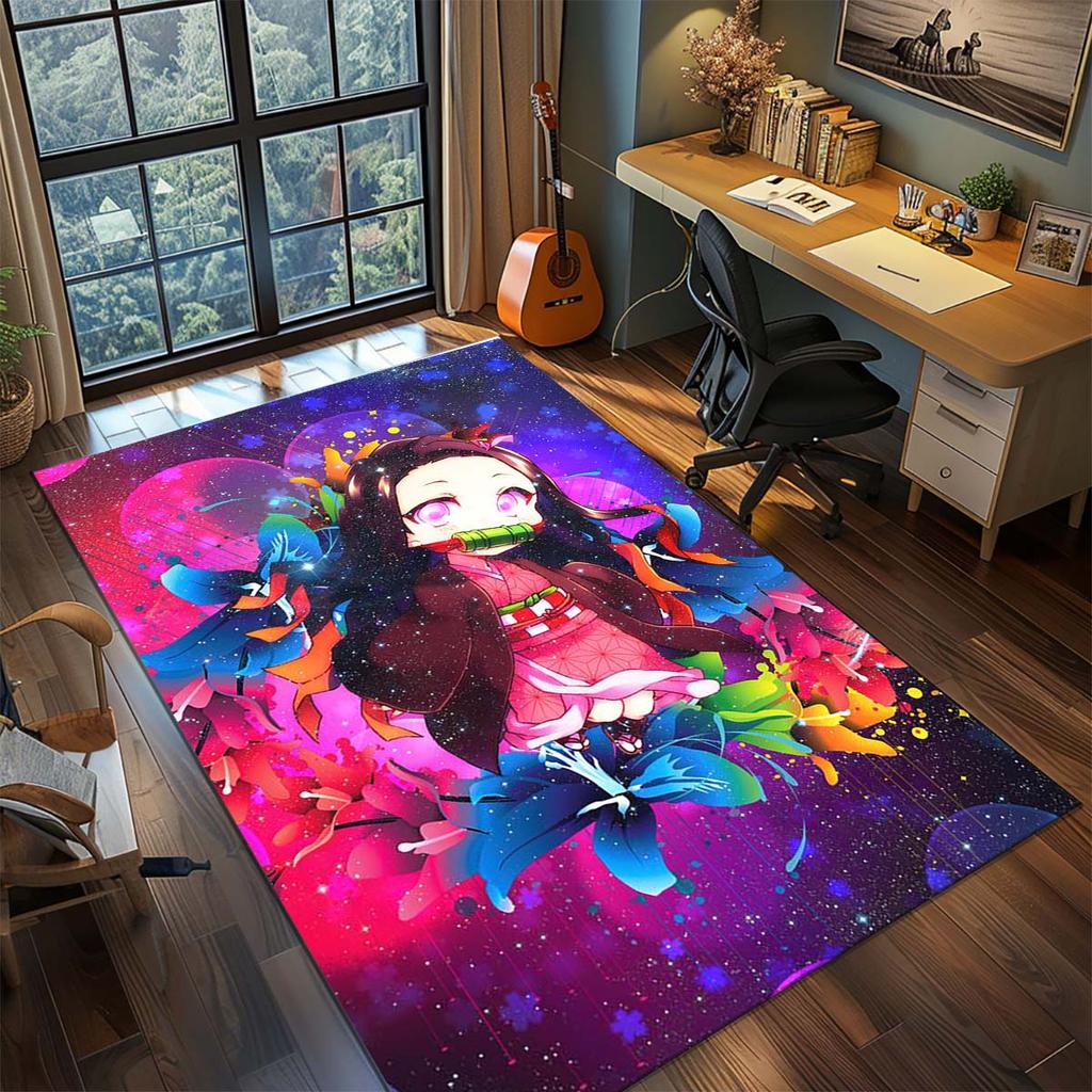 Demon Slayer Anime Rug Carpet Large Area Rug Non Slip Washable Floor Mat Gamer Room Bedroom Home Decor -QJY