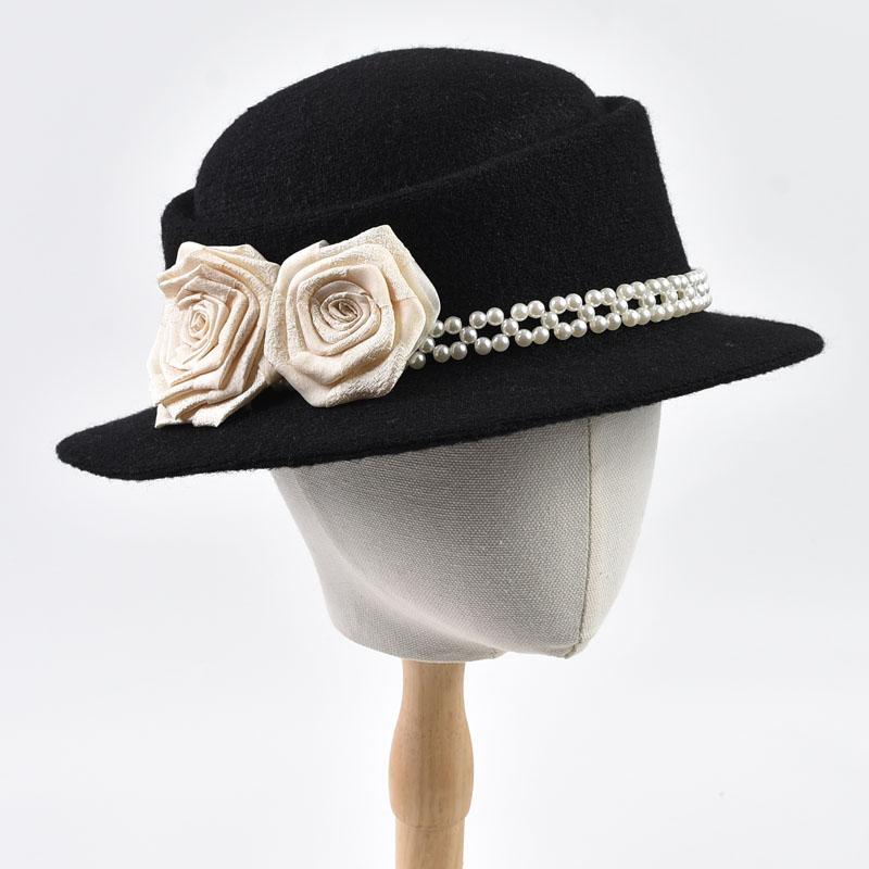 Women’s Elegant Wool Fedora Hat Autumn Winter Warm Knitted Hat Hepburn Style Party Formal Top Hat