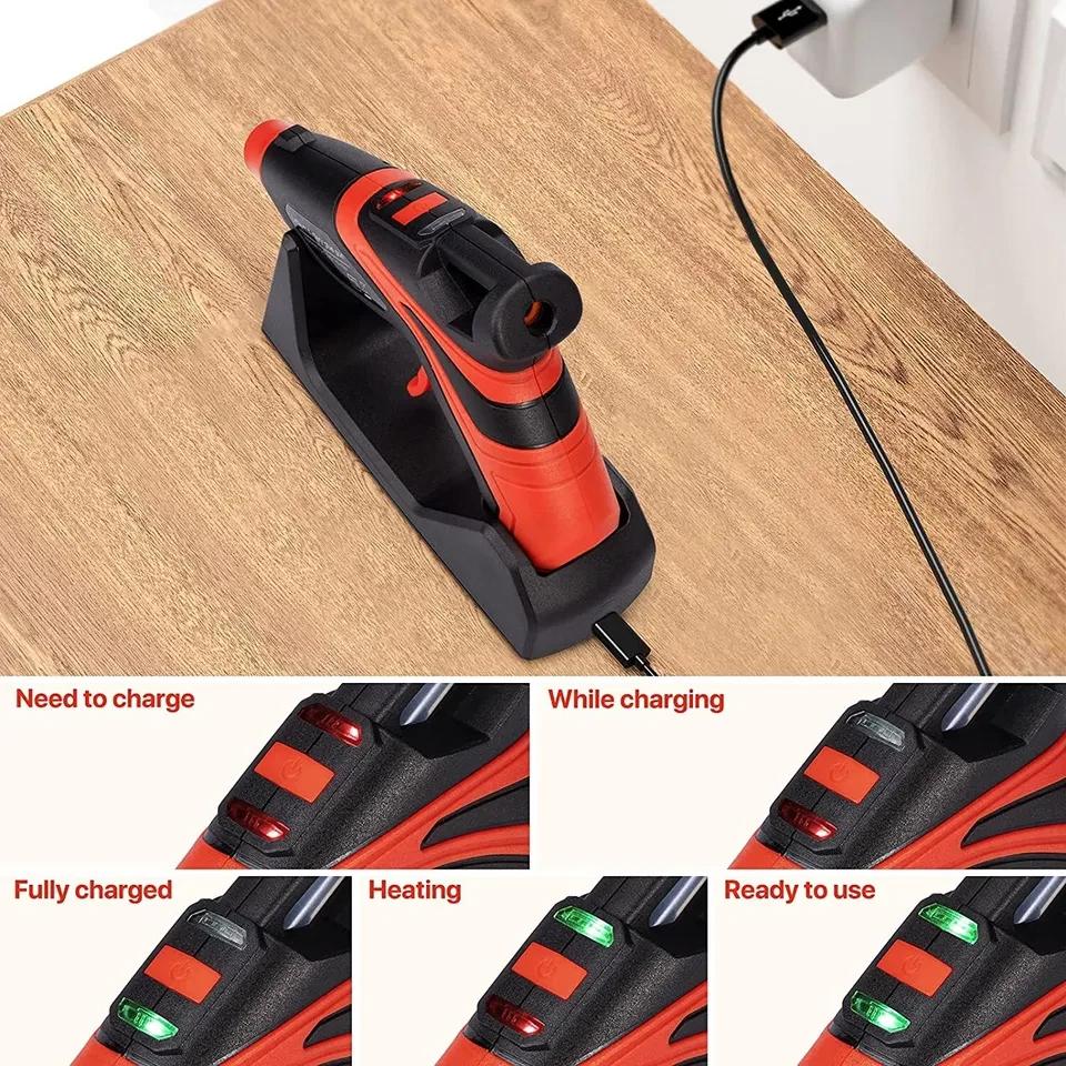 Rechargeable Cordless Mini Hot Melt Glue Gun Kit with 30 Glue Sticks Fast Preheating For Crafting DIY Repair Glue Gun Tools