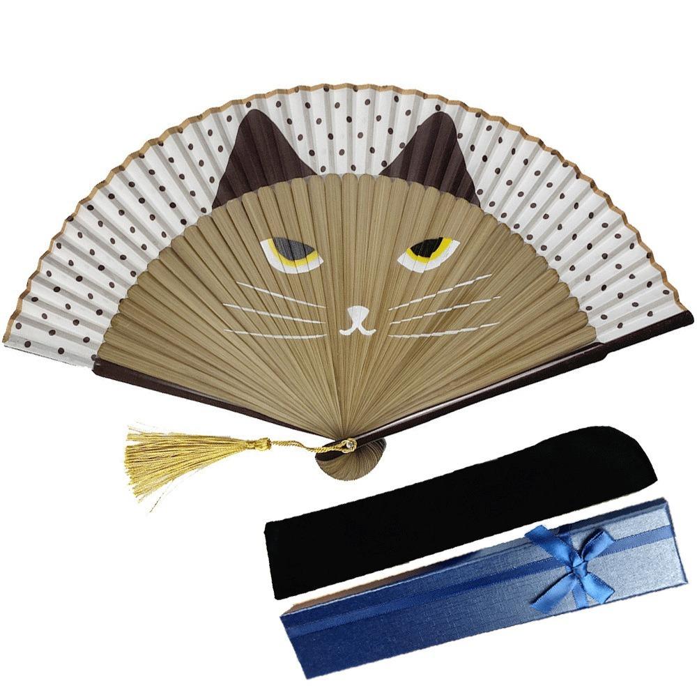 Handheld Size Silk Fan Cat Patterns Handmade Fan Popular Cartoon Fan  Home Decoration